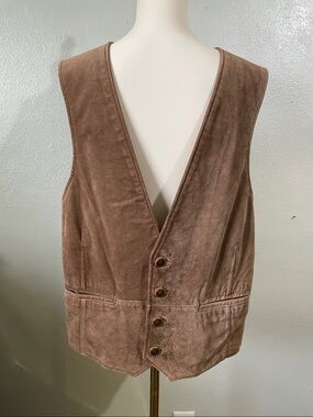 Heritage Western Suede Vest Brown Medium Beyond Leather Buckle Back Frontiersman